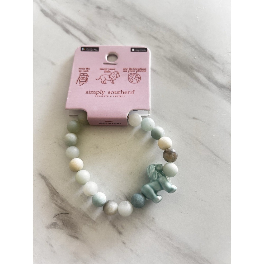Simply Southern Conserve & Protect Tracking Lion Bracelet Multi-Colored Stones 8